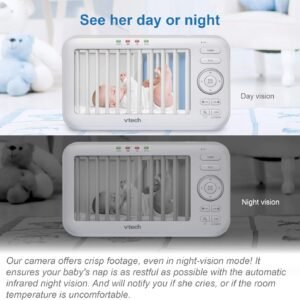VTech VM5463-2 Video Baby Monitor: 5" Screen, Night Vision, 2 Cameras - Image 5