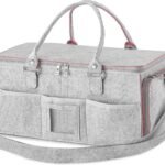 HBlife Baby Diaper Caddy Organizer, Nursery Storage Bin, 40.6 x 25.4 x17.8cm Large Portable Basket Shower Gift Newborn Essentials Baby Registry Must Haves Items-Pink