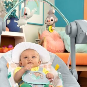 Bright Starts 6-Speed Portable Baby Swing with Music & Toy Bar - Whimsical Wild - Image 14
