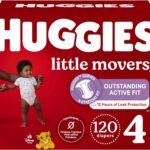 Huggies Little Movers Baby Diapers, Size 4, Mega Colossal, 120 Ct