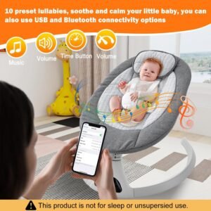 Soobaby Portable Baby Swing & Bouncer with Bluetooth & Music (Dark Gray) - Image 4