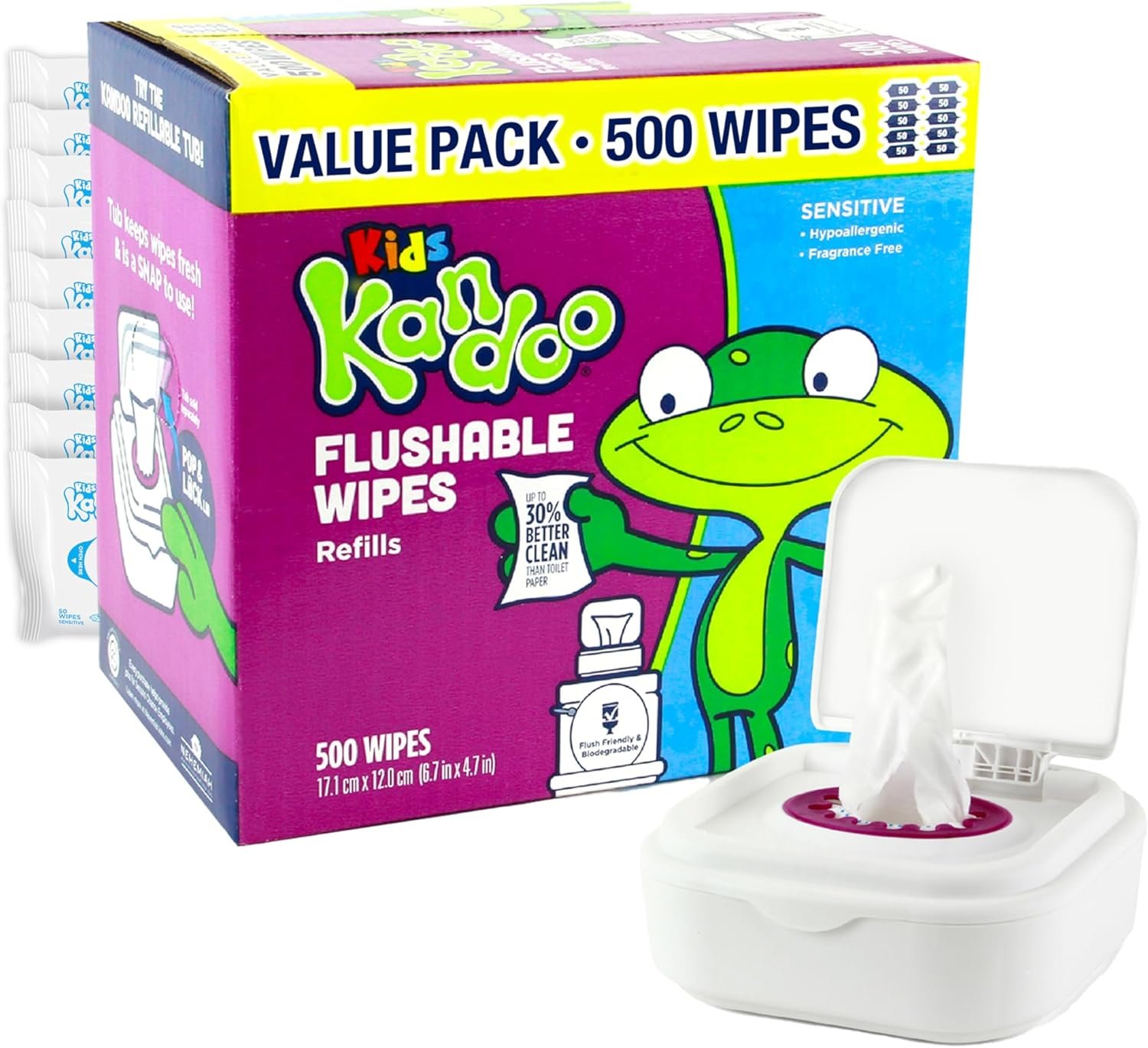 Kandoo Sensitive Flushable Wipes 10X Refill Tub
