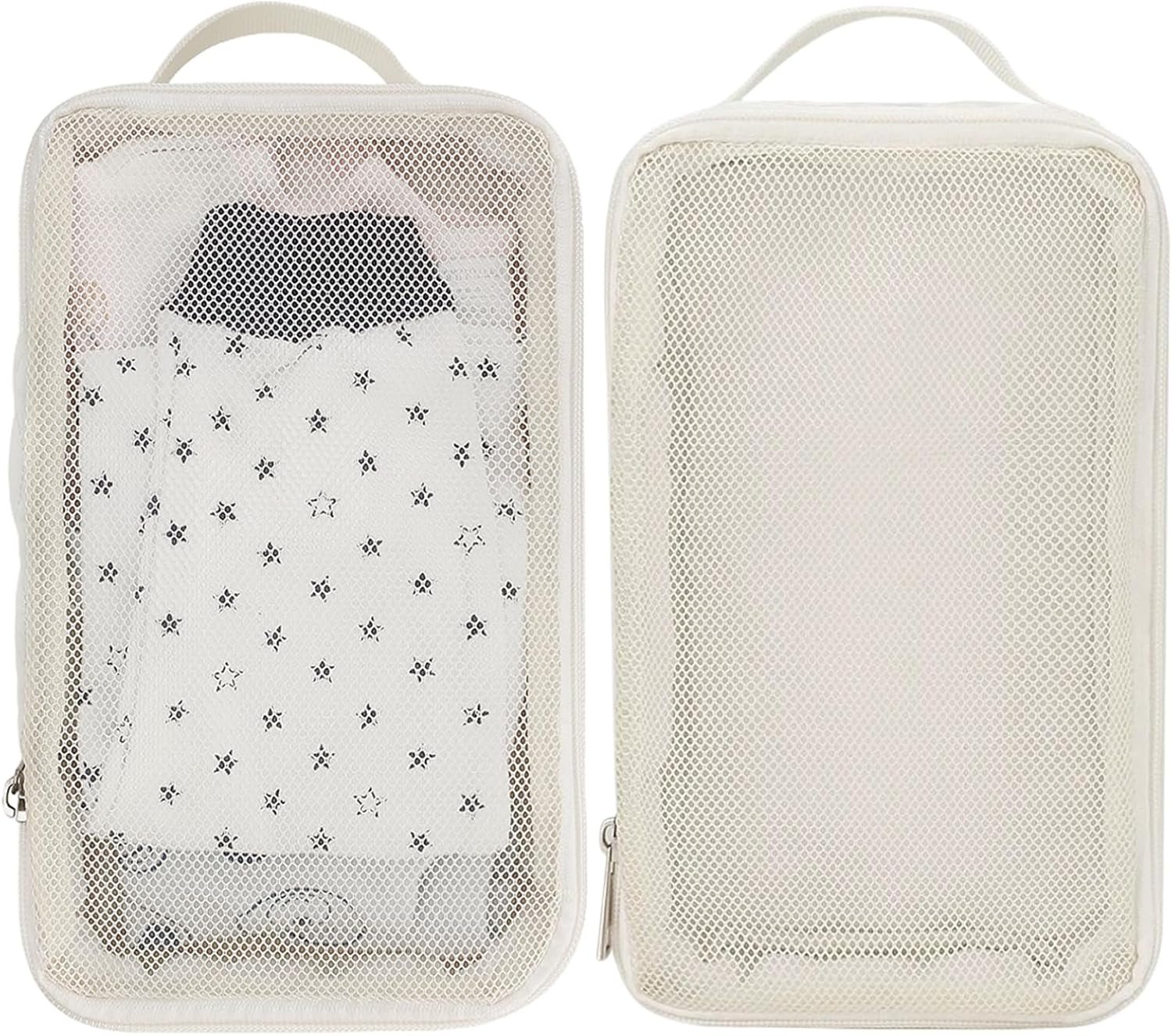 Diaper Bag Organizing Pouches, 2PCS Waterproof Pod Diaper Bag Organizer, Reusable Washable Storage Mesh Pouch with Hanging Rope for Travel..