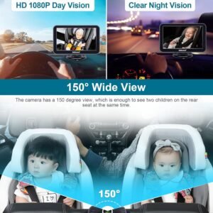 DoHonest 7-Inch Baby Car Camera - 1080P HD, 360° Rotating, Easy USB Setup - Image 4