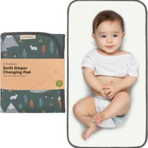 KeaBabies Portable Diaper Changing Pad, Easy Wipe Clean - Foldable Waterproof Baby Changing Mat for Diaper Bag, Compact, Lightweight, Baby Changer Travel Essential, Machine Washable (Woods)