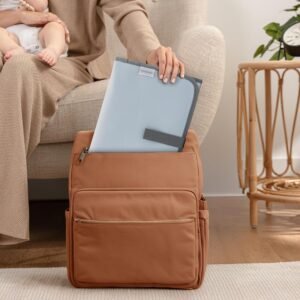 Compact Waterproof Baby Changing Pad with Cushioned Pillow - Travel-Friendly Design (Sea Blue) - Image 4