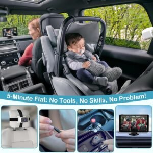 Pemacom Baby Car Camera for Twins: 7'' HD Dual Screen, Night Vision - Image 7