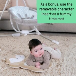 InLighten 5-Speed Baby Swing - Swivel Seat, 5-Point Harness, Sounds, Lights - Kitt Fox - Image 7