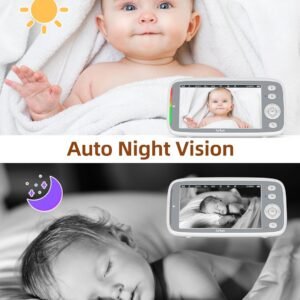 5" HD Baby Monitor with 720P Camera, Pan & Tilt, Night Vision, 2-Way Audio - Image 4