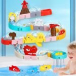 43 PCS Dino Theme Slide Bath Toys for Kids 4-8