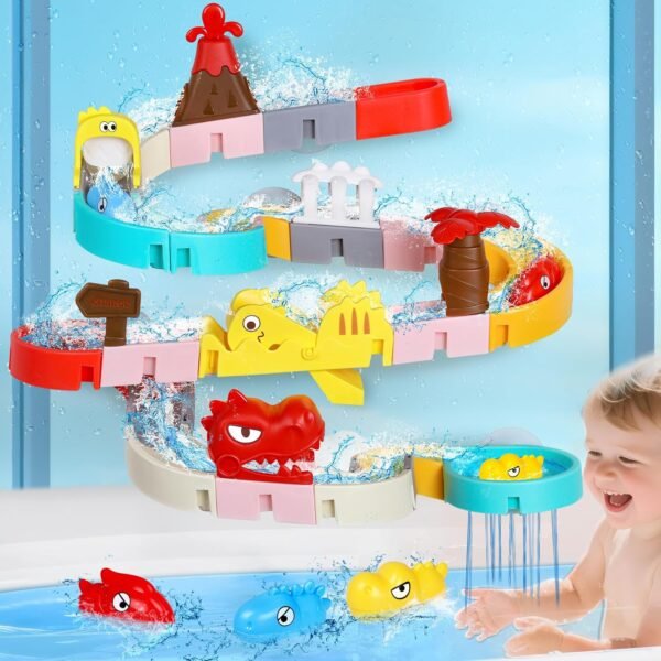 43 PCS Dino Theme Slide Bath Toys for Kids 4-8