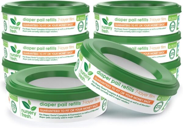 Nursery Fresh Refill for Diaper Genie and Munchkin Diaper Pails, 2,176 Count, 8 Pack