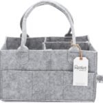 Parker Baby Diaper Caddy - Nursery Storage Bin and Car Organizer for Diapers and Baby Wipes (Gray, Regular)