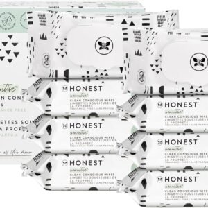 The Honest Company Clean Conscious Unscented Wipes | Over 99% Water, Compostable, Plant-Based, Baby Wipes | Hypoallergenic for Sensitive Skin, EWG Verified | Pattern Play, 576 Count