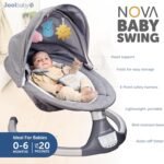Jool Baby Nova Swing for Newborns - Electric Motorized Infant Swing, Bluetooth Music, 10 Preset Melodies, Remote (Updated Model, Gray)