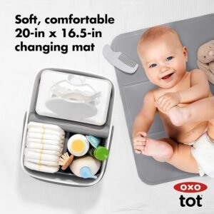 Portable OXO Tot Diaper Caddy with Changing Mat - Gray for Easy Baby Changer - Image 3