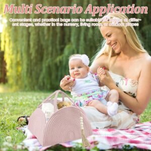 Arc Design Pink Diaper Caddy Basket with Handle & Dividers for Baby - Image 7