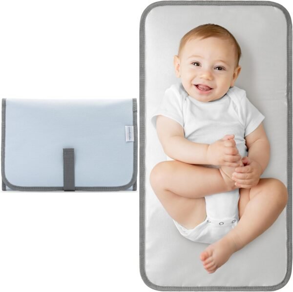 Comfy Cubs Baby Changing Pad (Compact) - Waterproof Diaper Changing Mat with Cushioned Pillow - Soft & Lightweight, Foldable Design for Travel - Stylish Colors for Boys and Girls - (Sea Blue)