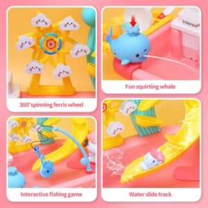 Cute Stone Kids Play Sink with Running Water & Electric Faucet Toy - Image 3
