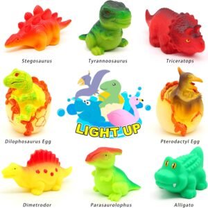Dinosaur Bath Floating Toy Set – 8 Pcs Auto Flashing Early Learning Gift for Kids & Pets - Image 5