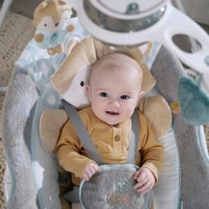 InLighten 5-Speed Baby Swing - Swivel Seat, 5-Point Harness, Sounds, Lights - Kitt Fox - Image 14
