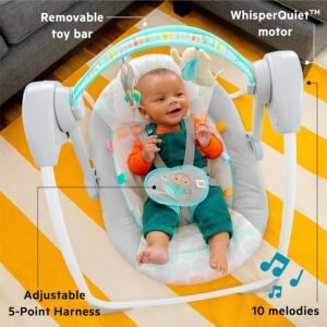 Bright Starts 6-Speed Portable Baby Swing with Music & Toy Bar - Whimsical Wild - Image 8