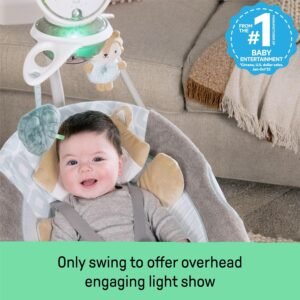 InLighten 5-Speed Baby Swing - Swivel Seat, 5-Point Harness, Sounds, Lights - Kitt Fox - Image 3