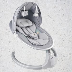 Portable Electric Baby Swing with Bluetooth, Remote & 5 Speeds - Grey - Image 8
