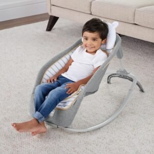 Ingenuity Plush Baby Rocker & Stationary Seat with Vibration, Easy Fold, 0-30 Mo (Bella Teddy) - Image 3