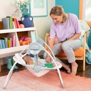 Bright Starts 6-Speed Portable Baby Swing with Music & Toy Bar - Whimsical Wild - Image 9