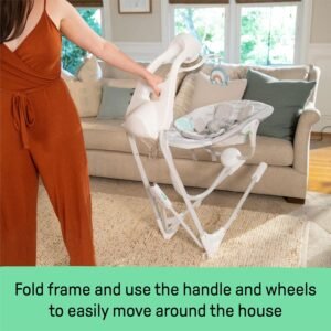 InLighten Baby Swing - 5 Speed Swivel Seat, Safety Harness & Nature Sounds - Van Elephant - Image 5