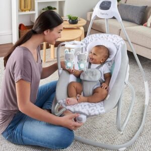 Lightweight 2-in-1 Baby Swing & Rocker with Vibrations & Sounds, 0-9M - Image 3
