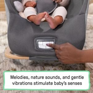 Ingenuity Every Season 2-in-1 Baby Rocker & Seat - Cool & Warm Fabrics, Music & Vibration, for 0-30 Months, Wesley (Grey) - Image 5