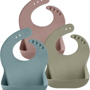 3 Pack Silicone Bibs for Babies