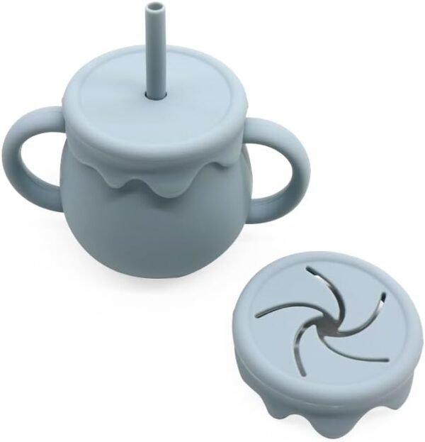 9-Piece Baby Feeding Set: Plate, Bowl, Utensils & Bib - BPA Free, Dusty Blue 2 41Wx mxmjrL. AC SL1000