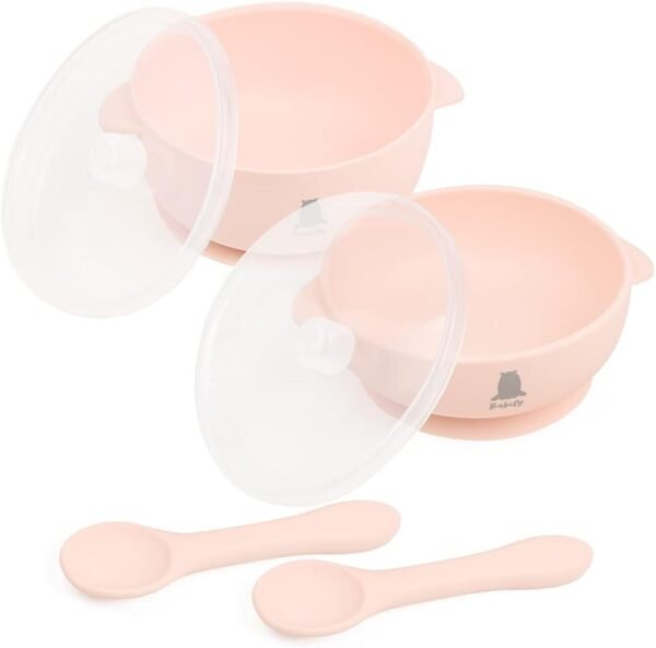 Babify Travel Baby Feeding Set – BPA-Free Silicone Bowls & Spoon, Pink 1 41ZE7ktlJ2L. AC SL1000