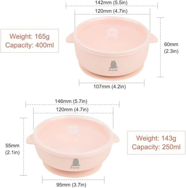 Babify Travel Baby Feeding Set – BPA-Free Silicone Bowls & Spoon, Pink 2 51F08TnXugL. AC SL1000