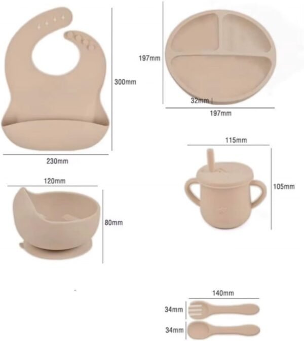 Silicone Baby Feeding Set – Suction Plate, Bowl, Bib & Sippy Cup – BPA Free, Safe for 6+ Months (Sand) 2 51giu3YyrjL. AC SL1354
