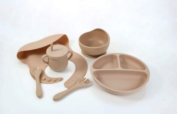 Silicone Baby Feeding Set – Suction Plate, Bowl, Bib & Sippy Cup – BPA Free, Safe for 6+ Months (Sand) 1 51hdMYewB5L. AC SL1179
