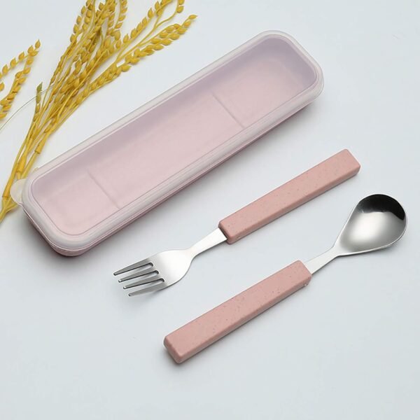 VANRA 2-Piece Kids Stainless Steel Flatware Set with Travel Case - Pink 2 613oCc 1TPL. AC SL1500