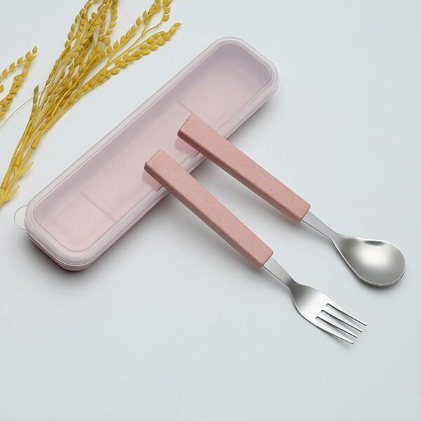 VANRA 2-Piece Kids Stainless Steel Flatware Set with Travel Case - Pink 3 61d1qBPS uL. AC SL1500