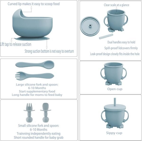 BPA-Free Silicone Baby Feeding Set: Suction Plate, Bowls, Bib & Flatware 5 61n0VkY7kZL. AC SL1500