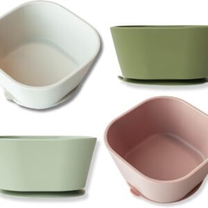 Dittobaby Silicone Suction Feeding Bowl Set, 4 Toddler Dishes, BPA-Free, Non-Slip Base, Microwave & Dishwasher Safe, Unbreakable Kids Bowls for Led Weaning (Neutral Colours)