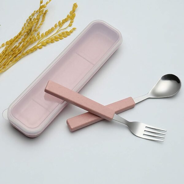 VANRA 2-Piece Kids Stainless Steel Flatware Set with Travel Case - Pink 1 61zC5xfzynL. AC SL1500