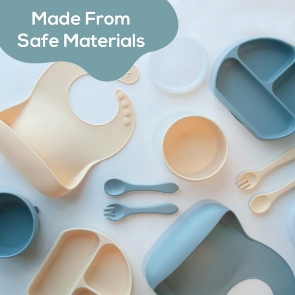 10-Piece Baby Feeding Set: Silicone Plates, Bowls, Bibs & Utensils, BPA Free 2 712IxIsp+QL. AC SL1500