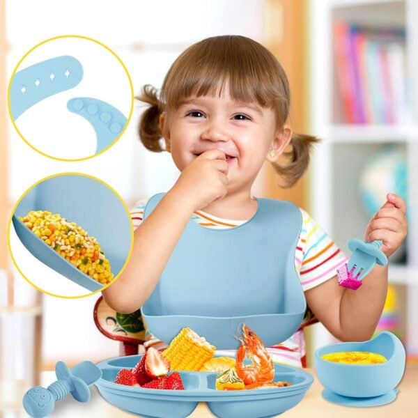 8-Pack BPA-Free Silicone Baby Feeding Set: Suction Plates, Bibs & More 4 717Z38l8yuL. AC SL1500