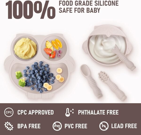 10-Piece Silicone Baby Weaning Set with Adjustable Bib & Suction Bowls (Beige) 1 719wQZt4SNL. AC SL1500