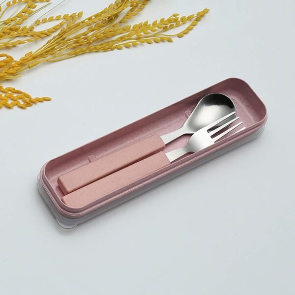 VANRA 2-Piece Kids Stainless Steel Flatware Set with Travel Case - Pink 4 71N3Hgg6gUL. AC SL1500