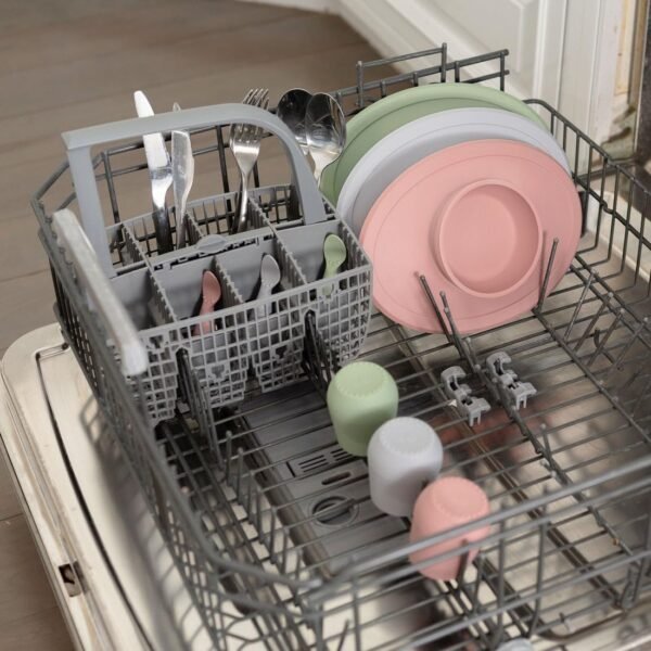ezpz First Foods Set for Babies - Silicone Suction Bowl, Cup & Spoons - Dishwasher Safe (Pewter) 3 71PcwvZEeAL. AC SL1100