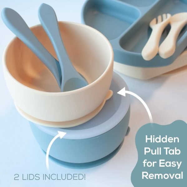 10-Piece Baby Feeding Set: Silicone Plates, Bowls, Bibs & Utensils, BPA Free 4 71i7ZPE8OwL. AC SL1500